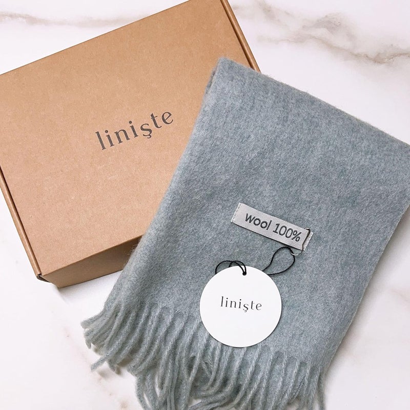 linişte 100% Wool Scarf - Men and Women Winter Warm Soft Luxurious Solid Colors Gift Box - Image 2